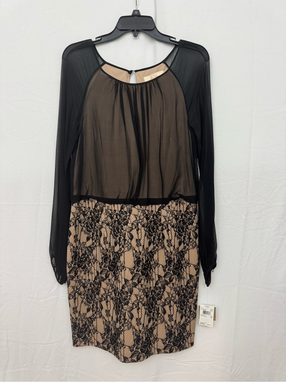 Black and Nude Lace Cocktail Dress